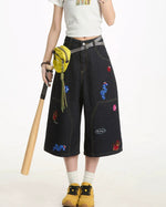 Vintage graphic denim shorts