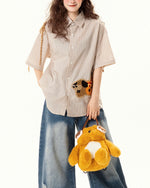 レトロな刺繍のカジュアル半袖