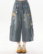 워시드 디스트레스드 크롭 데님 반바지