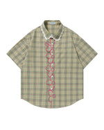 Plaid Floral Short-Sleeve Shirt