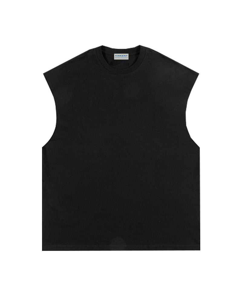 305g Solid-color wide-strap tank top