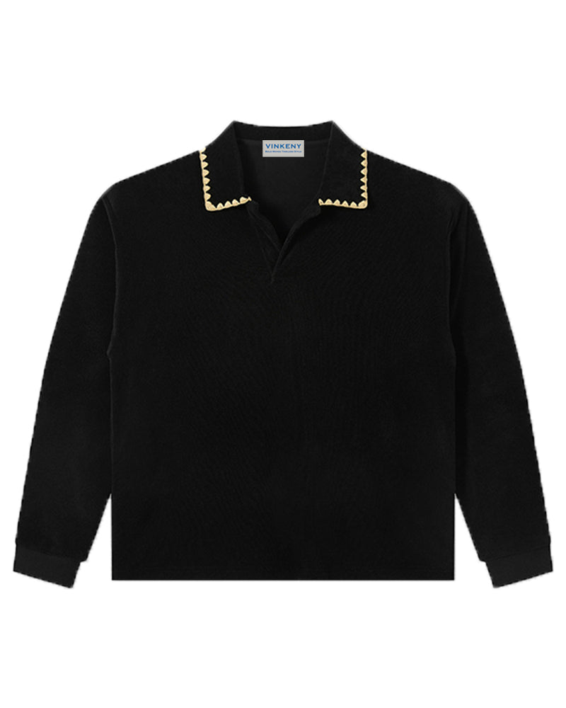 360g Retro-style collared sweatshirt