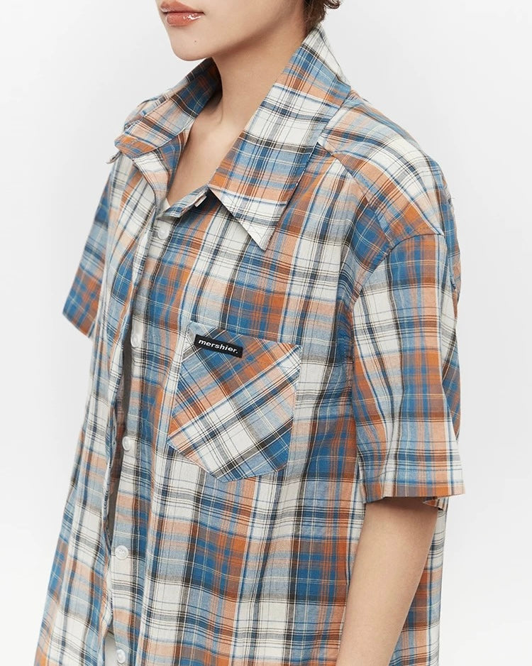Vintage check short-sleeved shirt