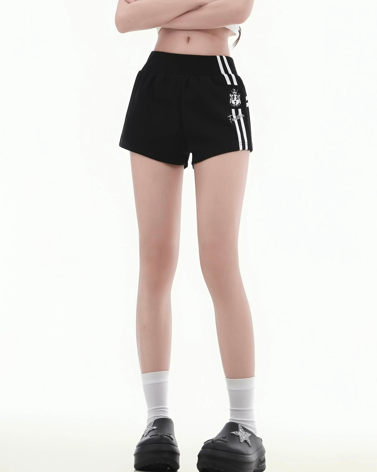 Retro contrast casual shorts