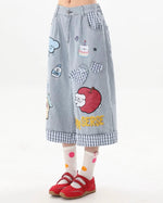 Cartoon Embroidered Cropped Casual Shorts