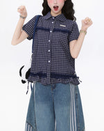 チェック半袖シャツ