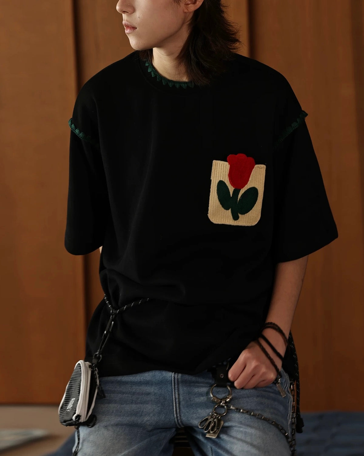 多用途の刺繍入り半袖