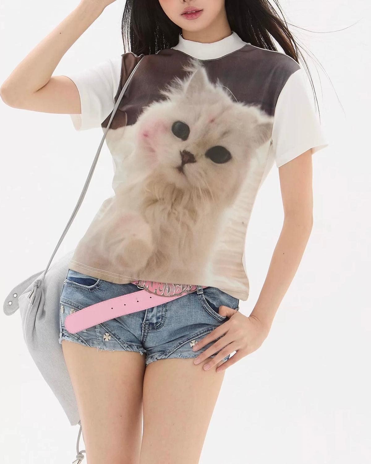 Cute cat simple short sleeves