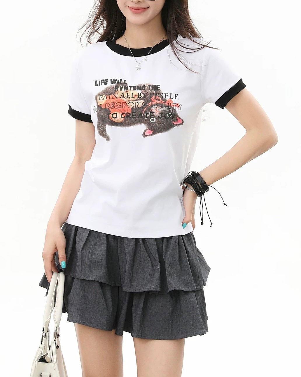 Cute girl loose short sleeves