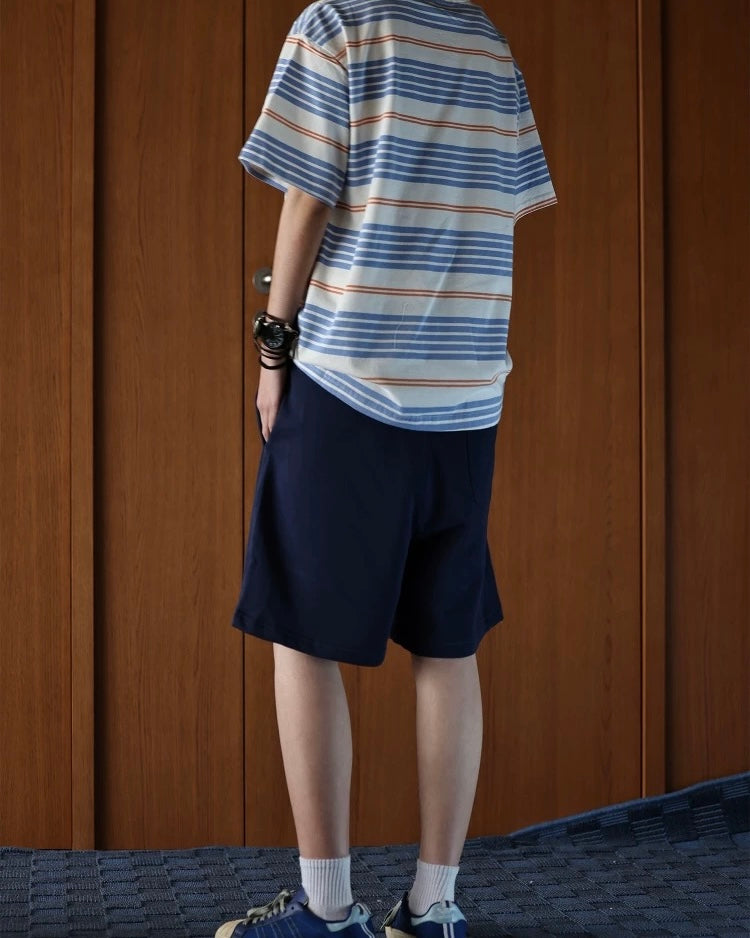 Colorful striped short sleeves with embroidered logo