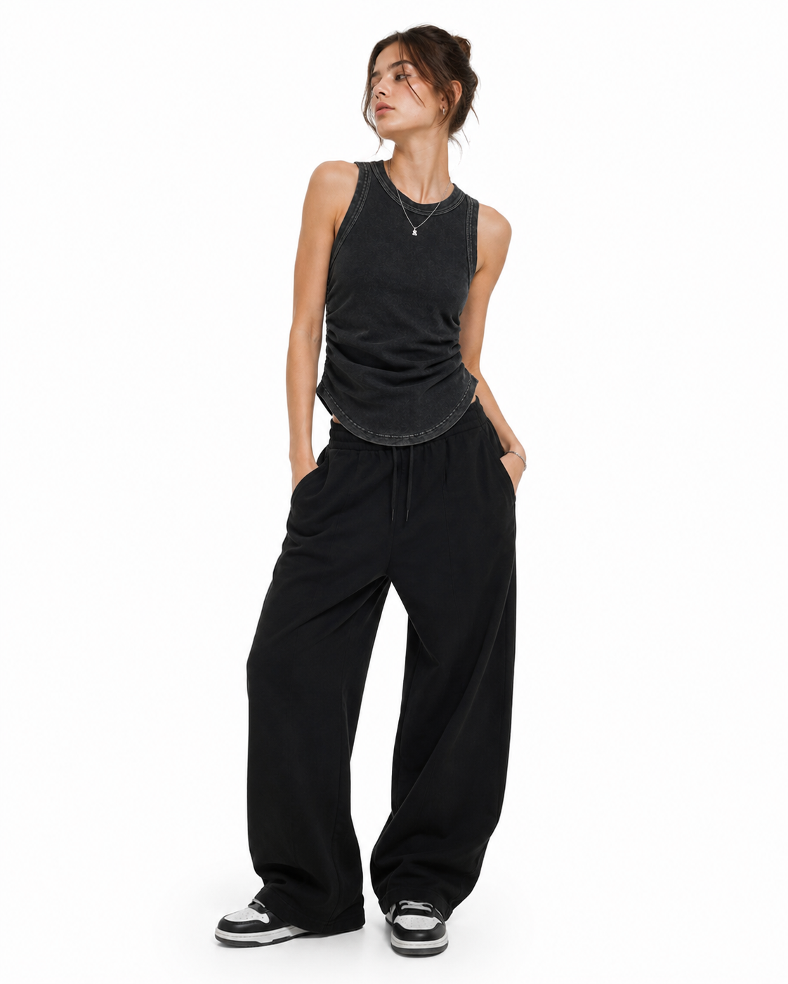 235g Cool-touch distressed crinkle tank top