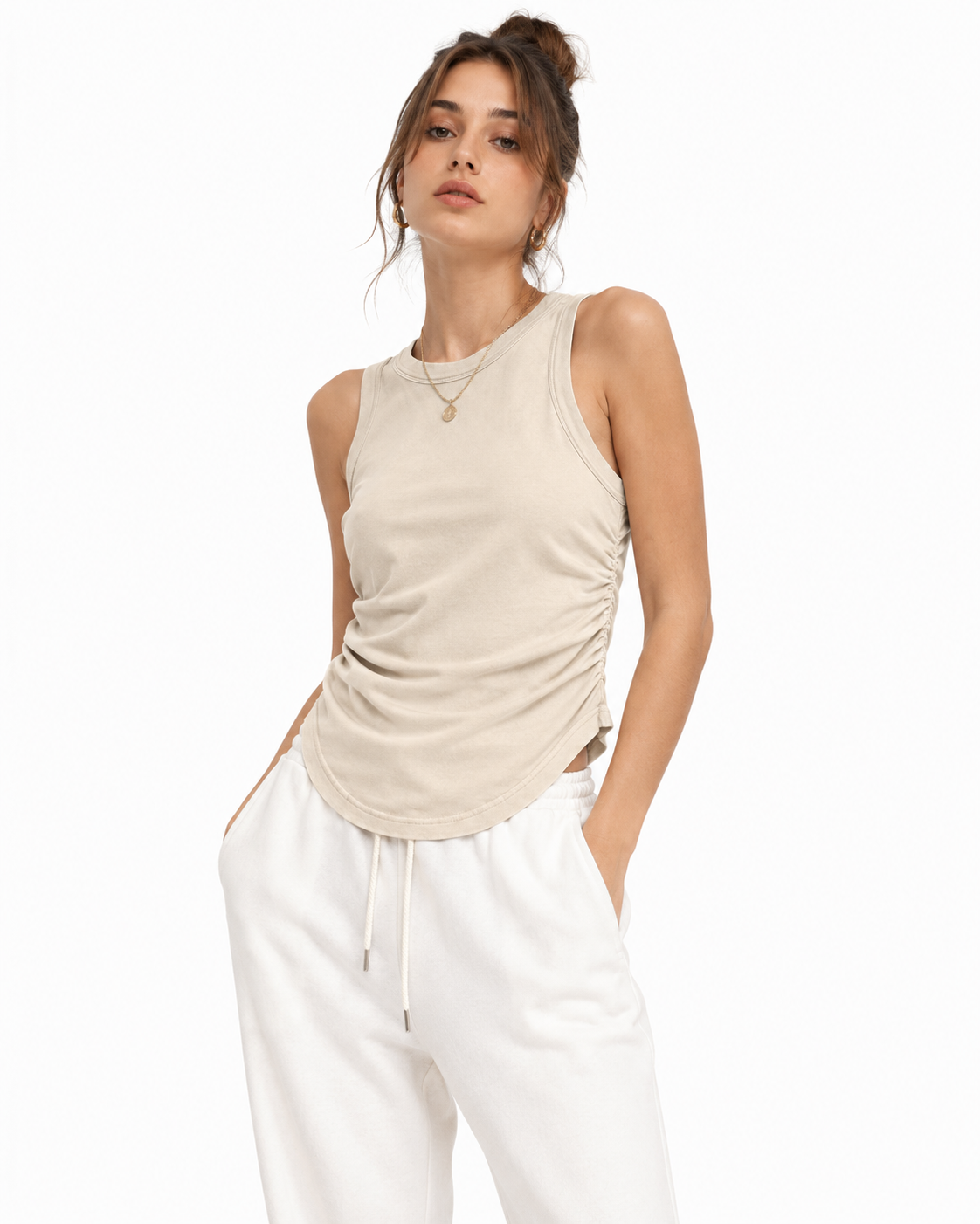 235g Cool-touch distressed crinkle tank top
