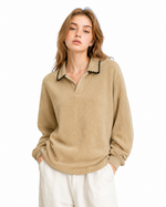 360g Retro-style collared sweatshirt