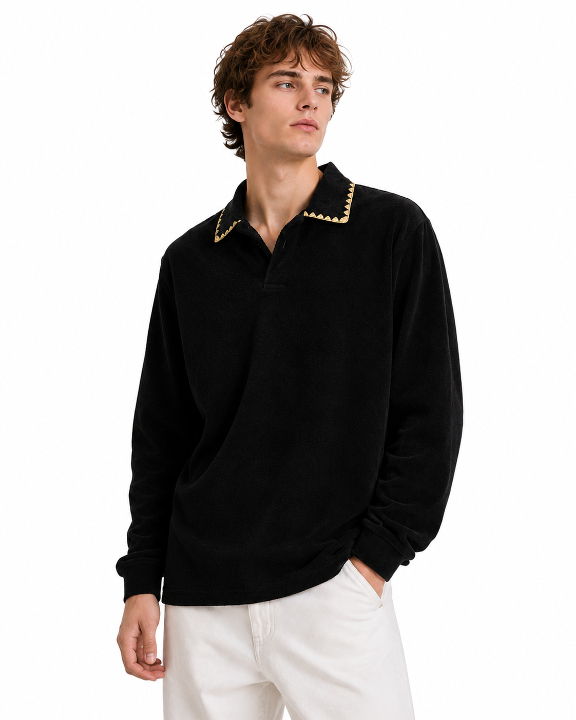 360g Retro-style collared sweatshirt