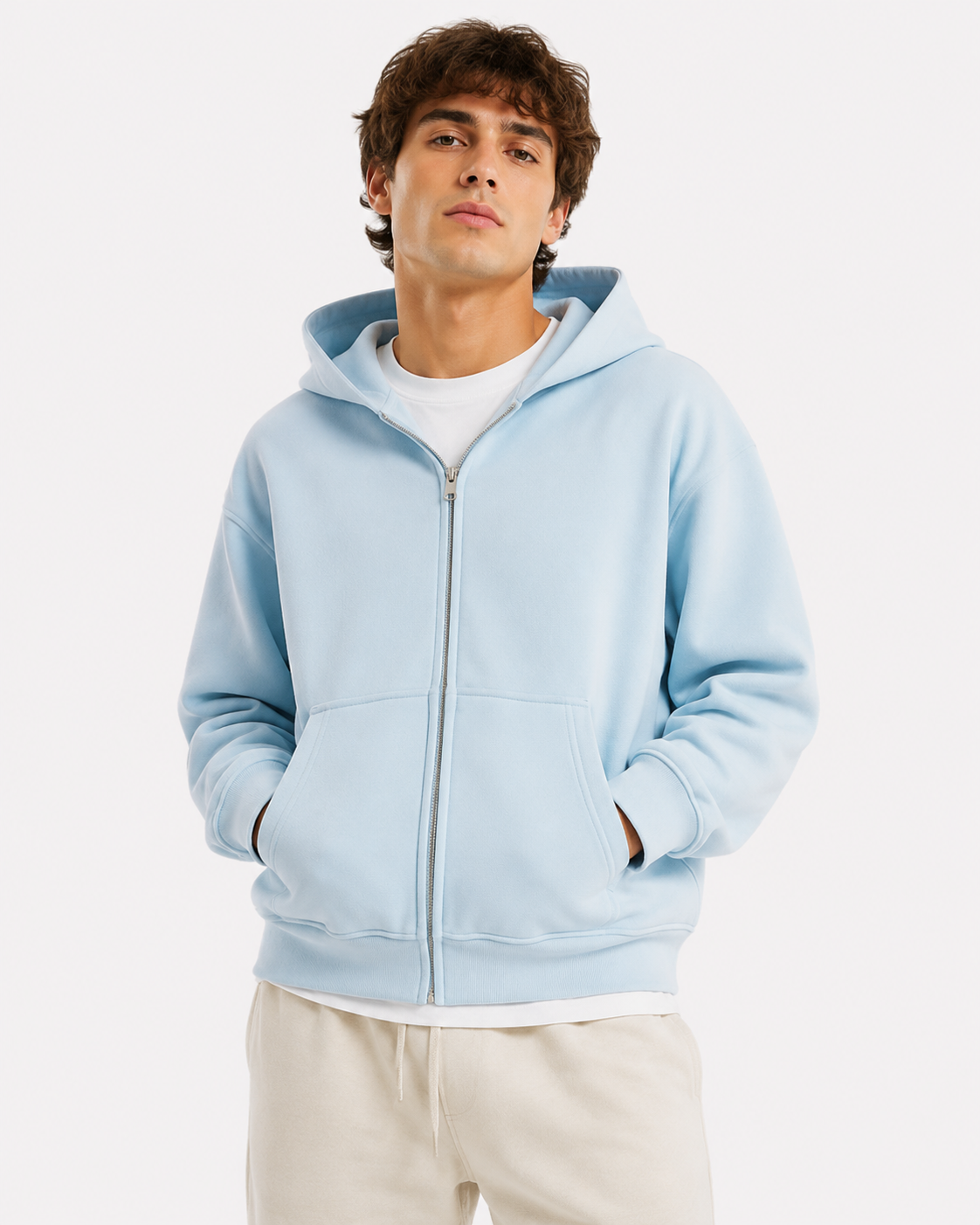 345g Hooded zip-up sweatshirt