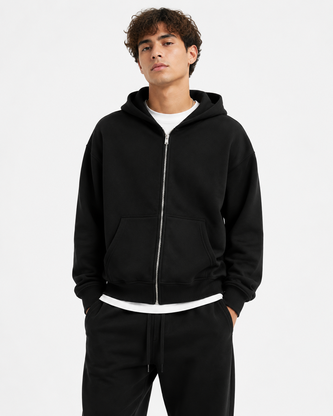 345g Hooded zip-up sweatshirt