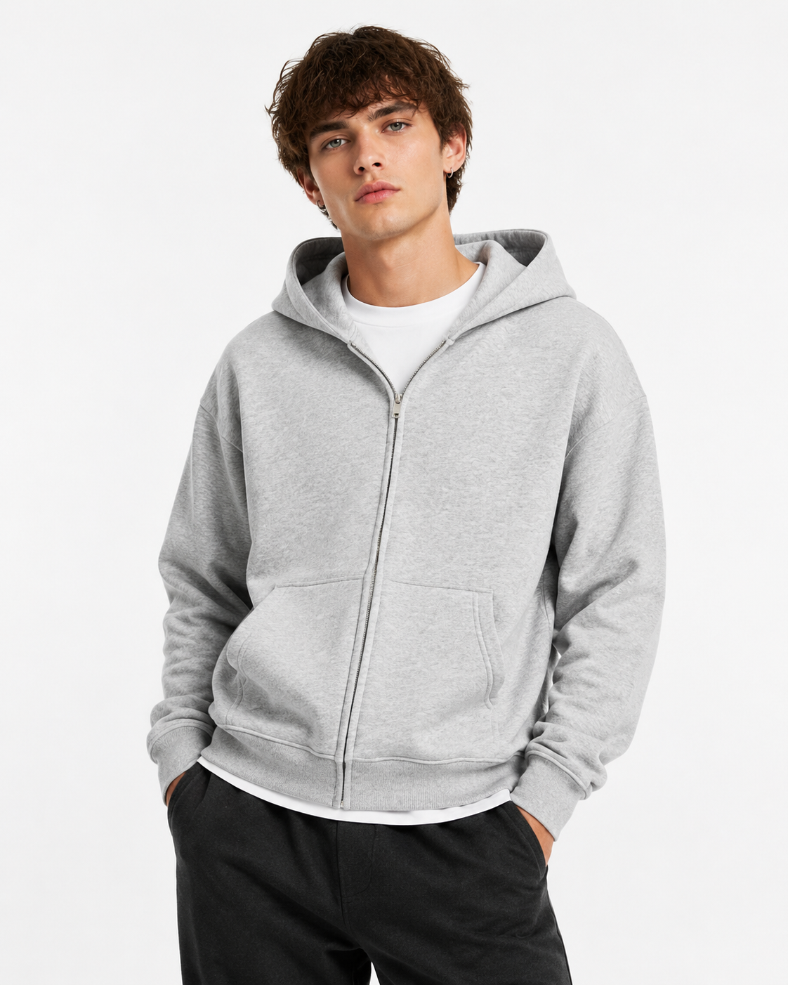 345g Hooded zip-up sweatshirt