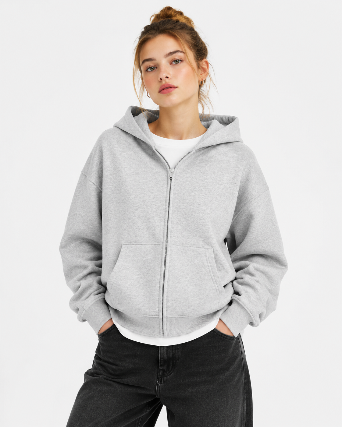 345g Hooded zip-up sweatshirt