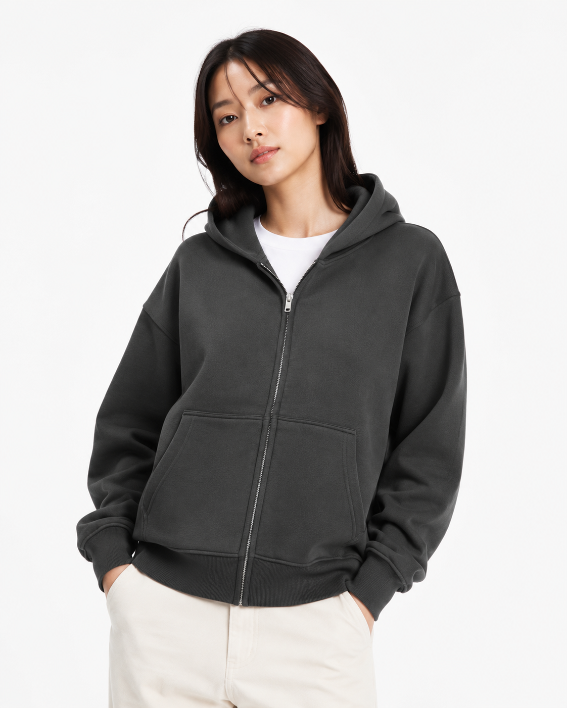 345g Hooded zip-up sweatshirt