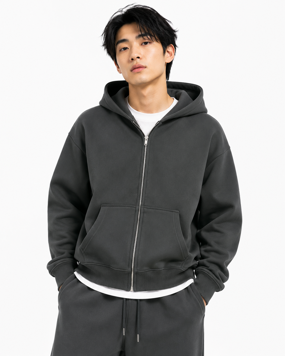 345g Hooded zip-up sweatshirt