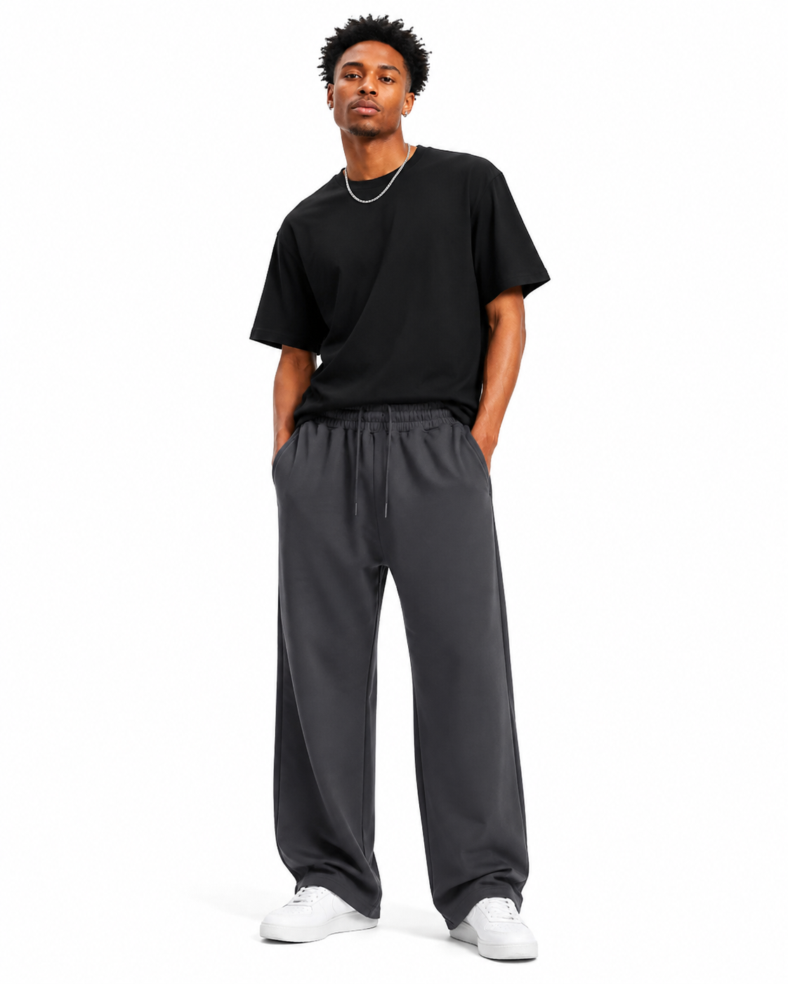 320g Wide-leg straight-cut trousers