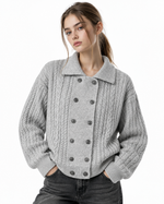 Double-breasted knit jacket