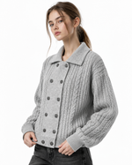 Double-breasted knit jacket
