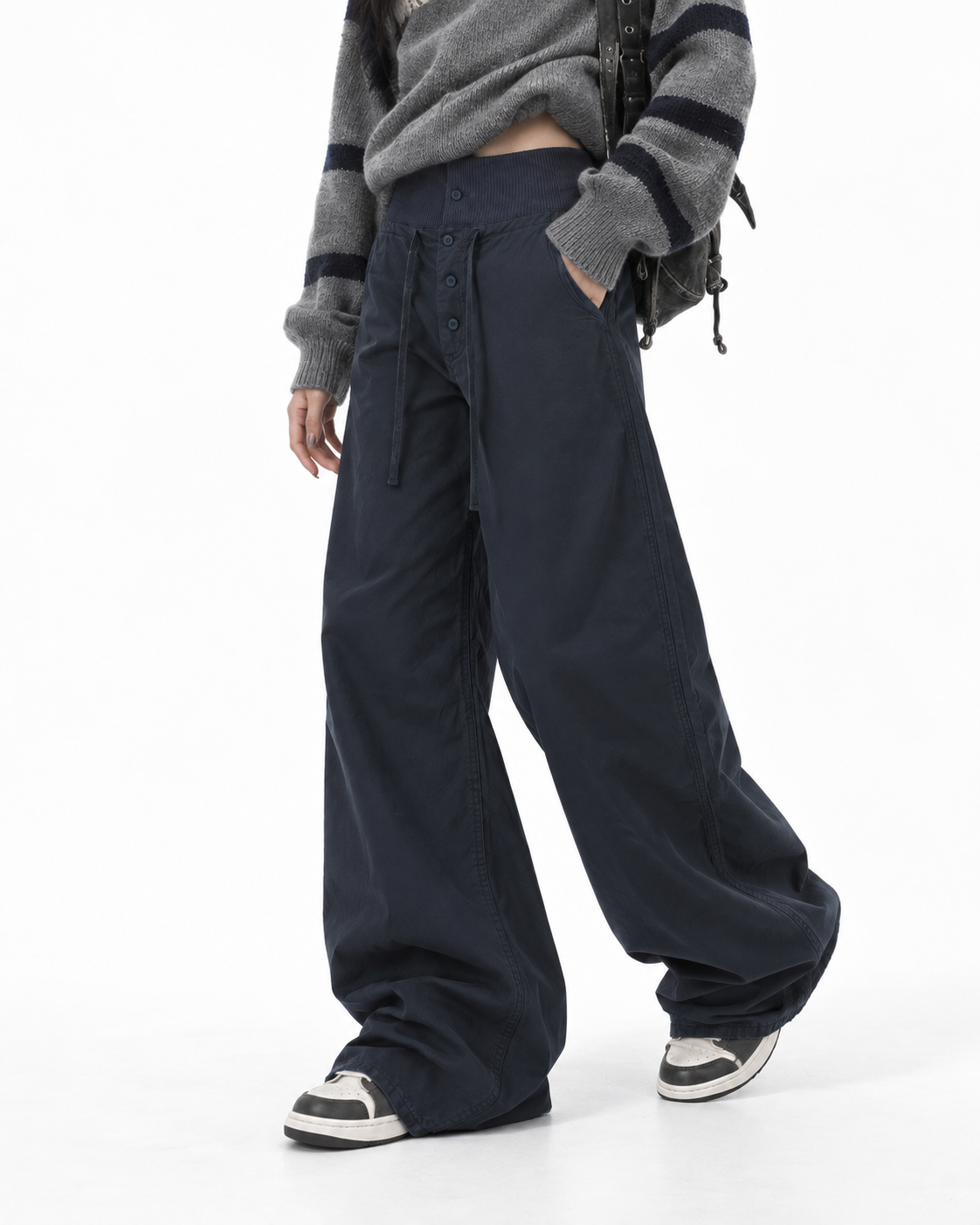 Color-block casual cargo pants