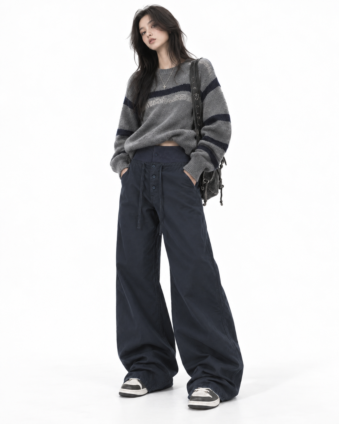 Color-block casual cargo pants
