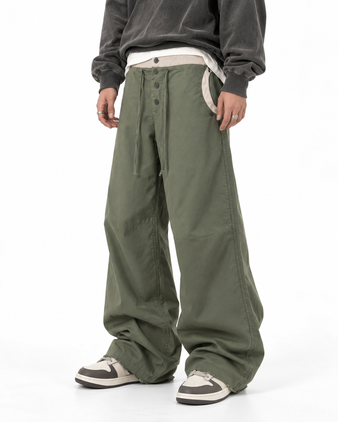 Color-block casual cargo pants