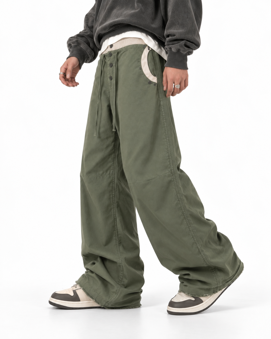 Color-block casual cargo pants