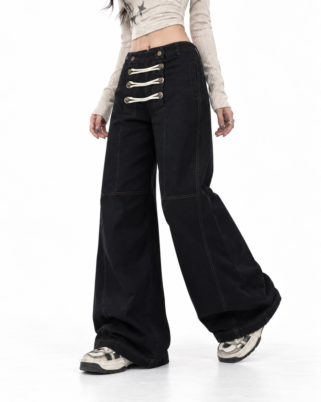 Double-breasted casual trousers