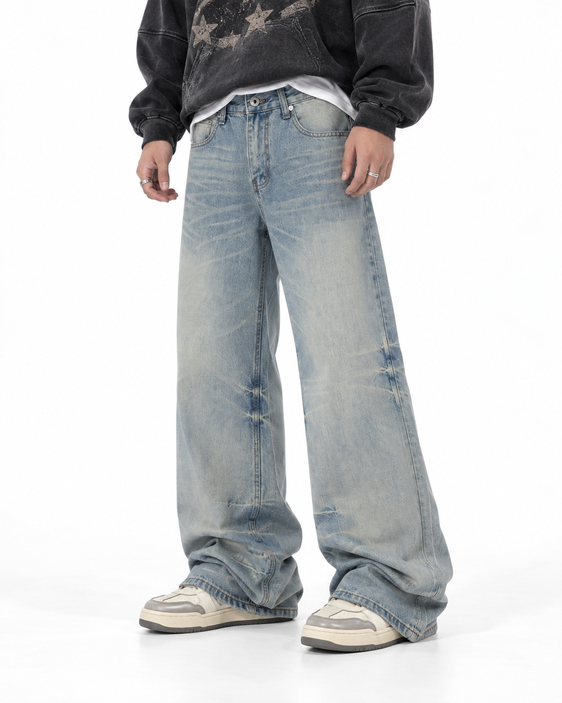 Distressed versatile jeans