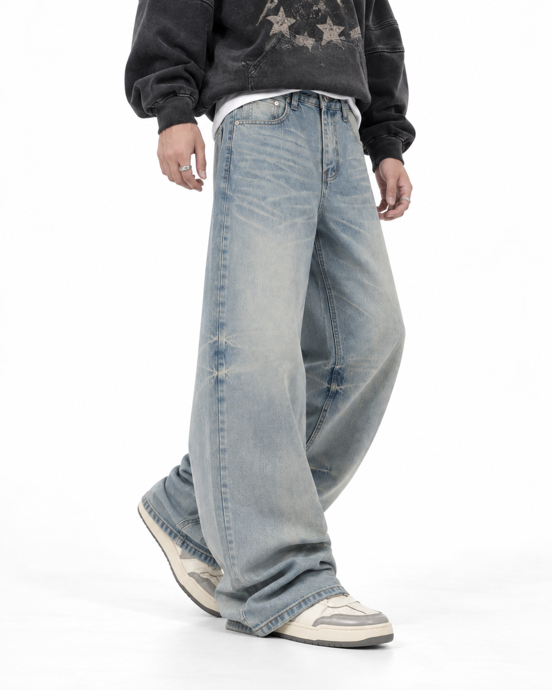 Distressed versatile jeans