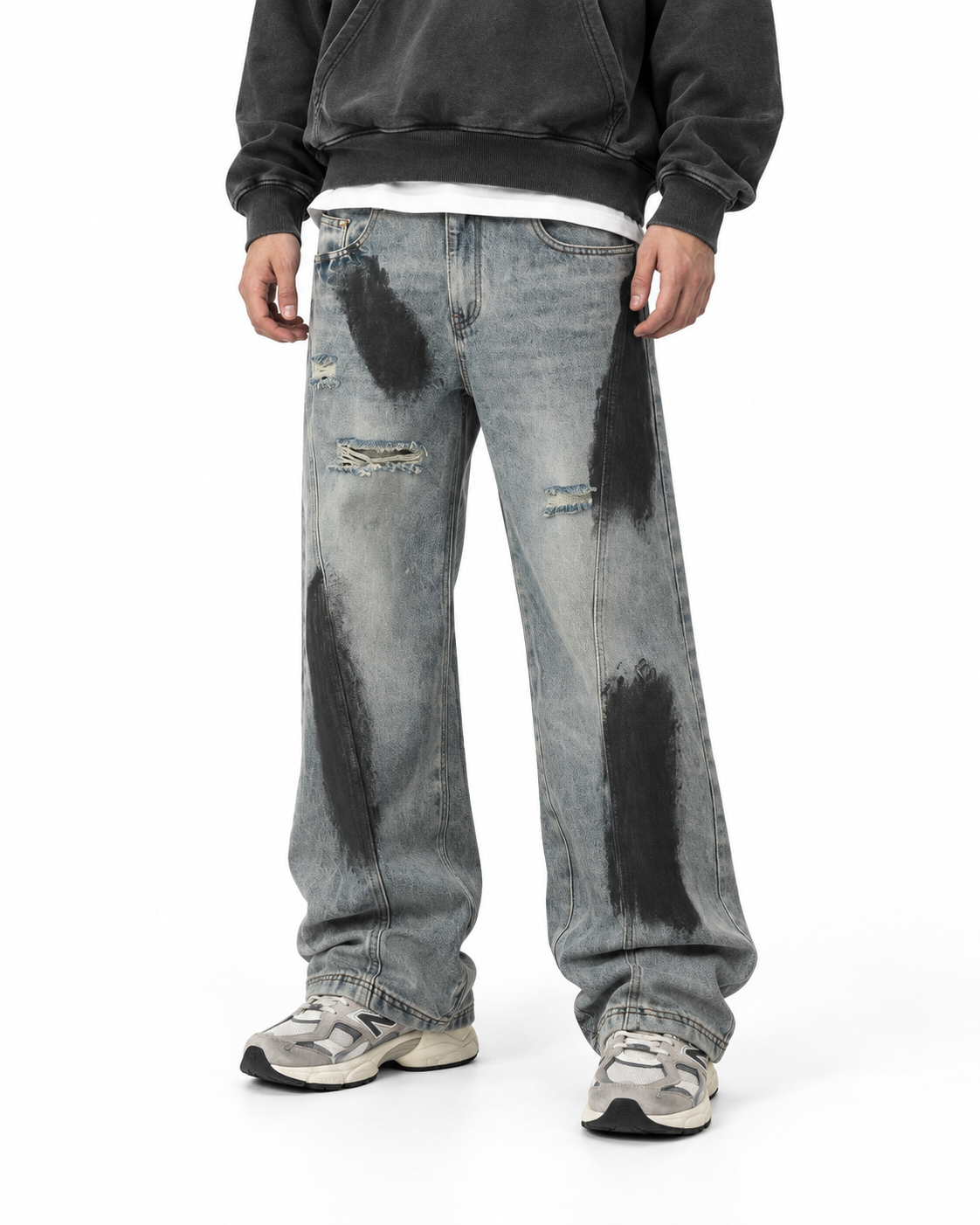 Paint-splatter wash jeans