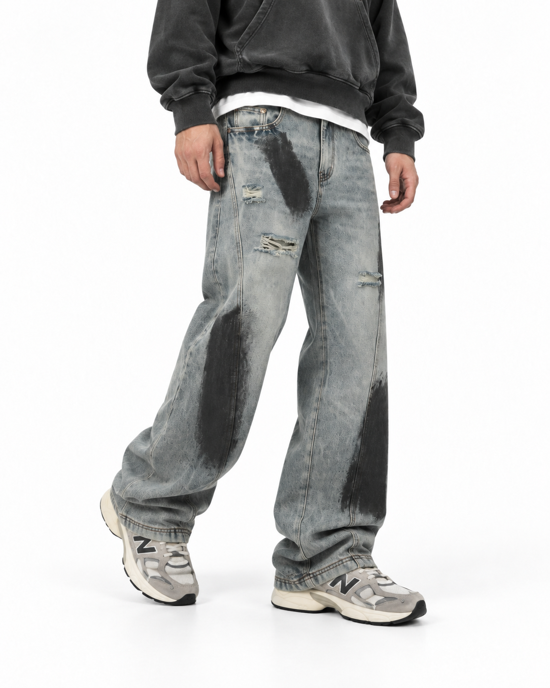 Paint-splatter wash jeans