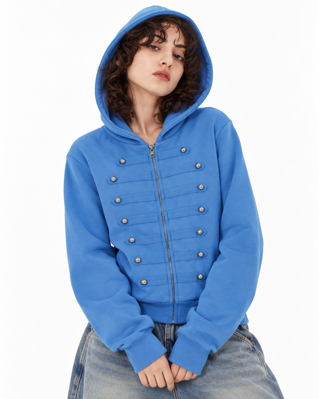 Hooded sweatshirt jacket