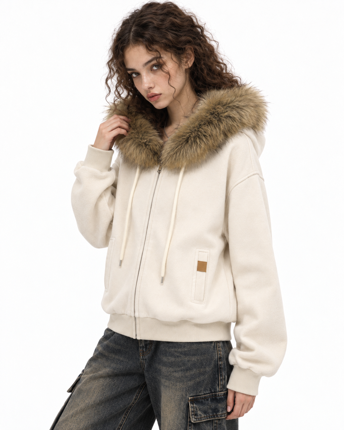 Hooded sweatshirt jacket