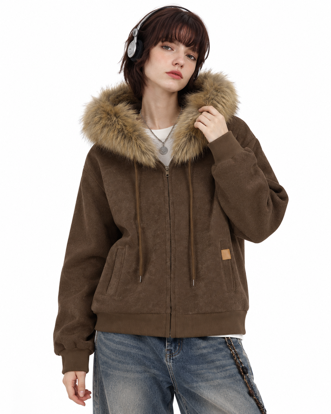 Hooded sweatshirt jacket