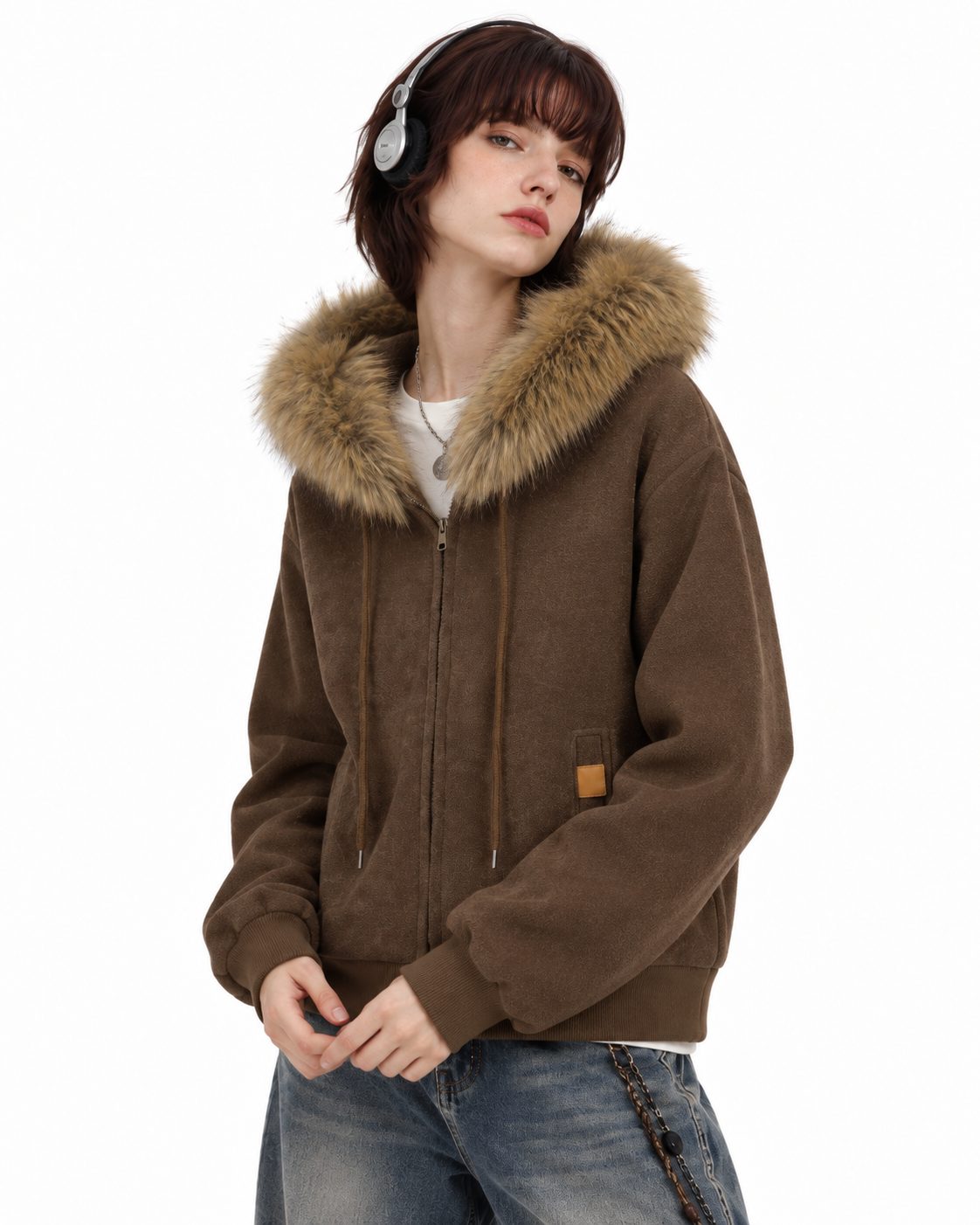 Hooded sweatshirt jacket