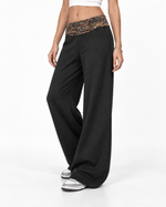 Leopard-print panel trousers