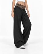 Leopard-print panel trousers
