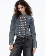 Double-breasted denim jacket