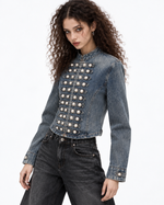 Double-breasted denim jacket