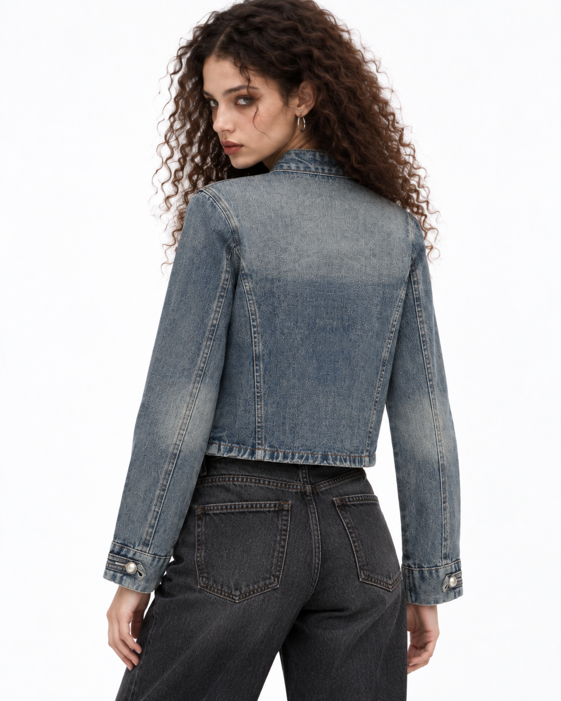 Double-breasted denim jacket