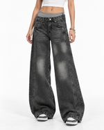 Dual-waistband panelled jeans