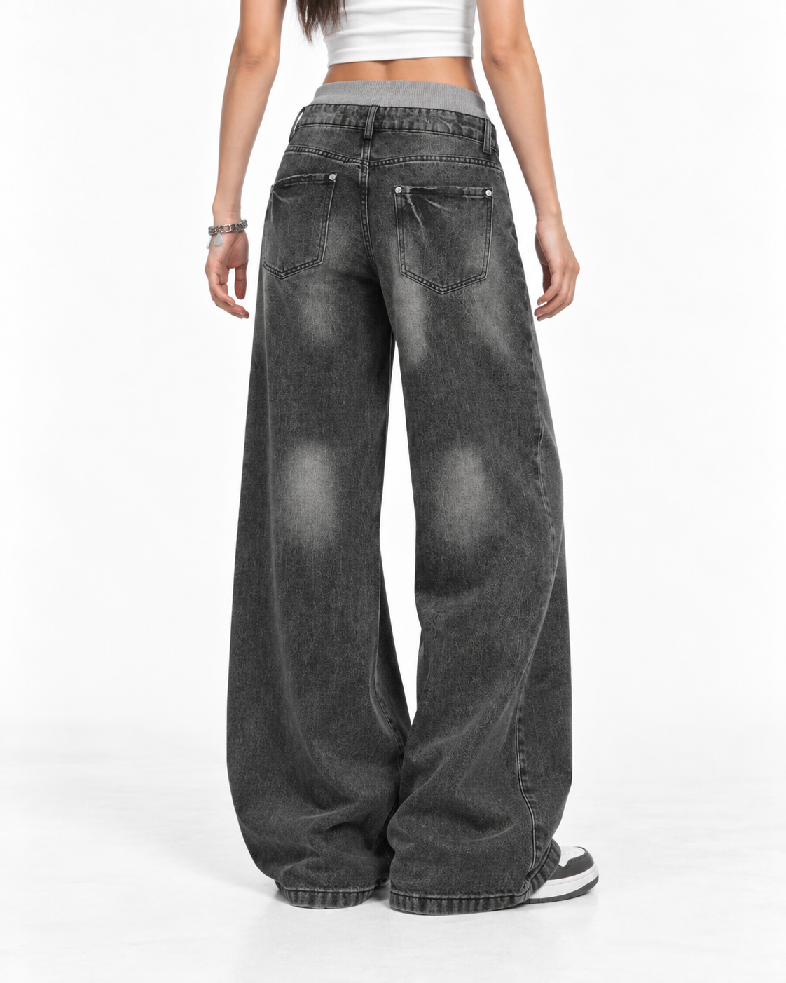Dual-waistband panelled jeans