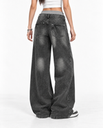 Dual-waistband panelled jeans