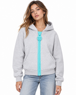 Hooded jacket with large zipper
