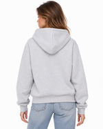 Hooded jacket with large zipper